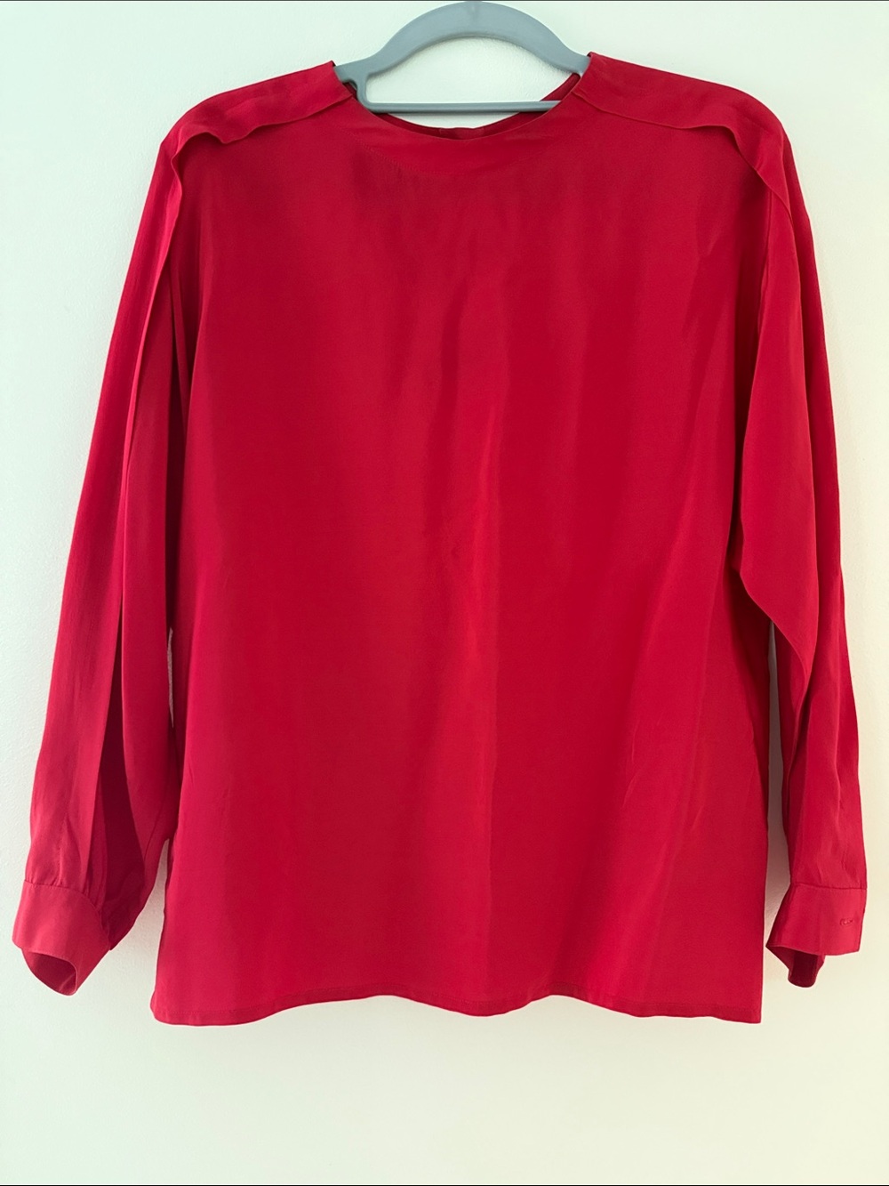 Paul Stanley Silk Classic Red Long-Sleeve Women's Top size 10